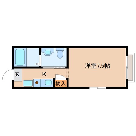 一分駅 徒歩2分 1階の物件間取画像